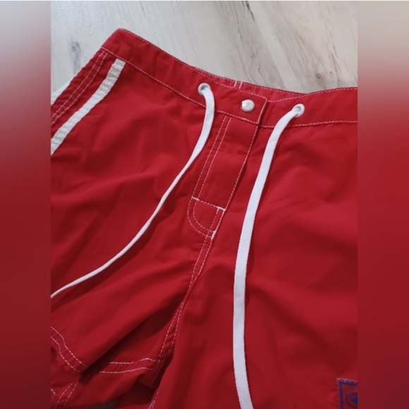 Polaris Red and White Stripe Surf Board Shorts - Picture 11 of 13